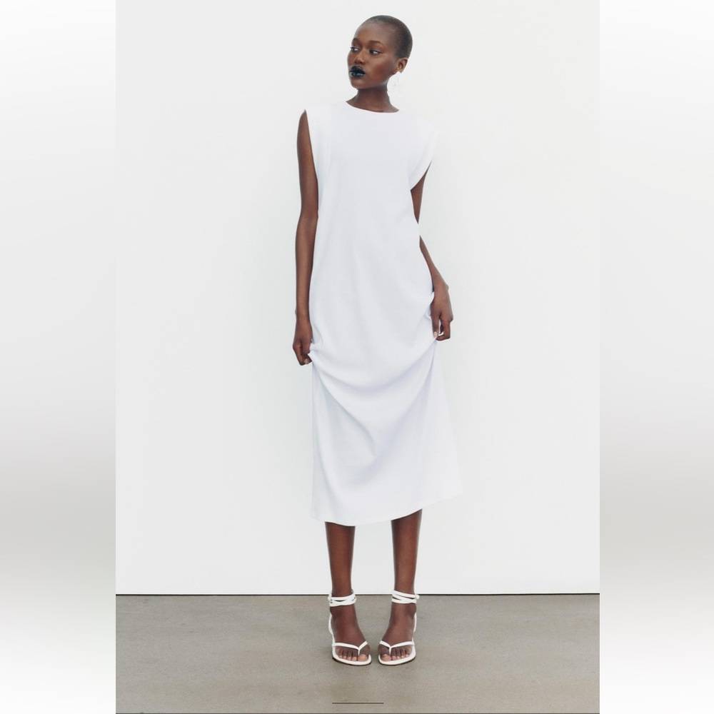 Zara white ribbed midi dress